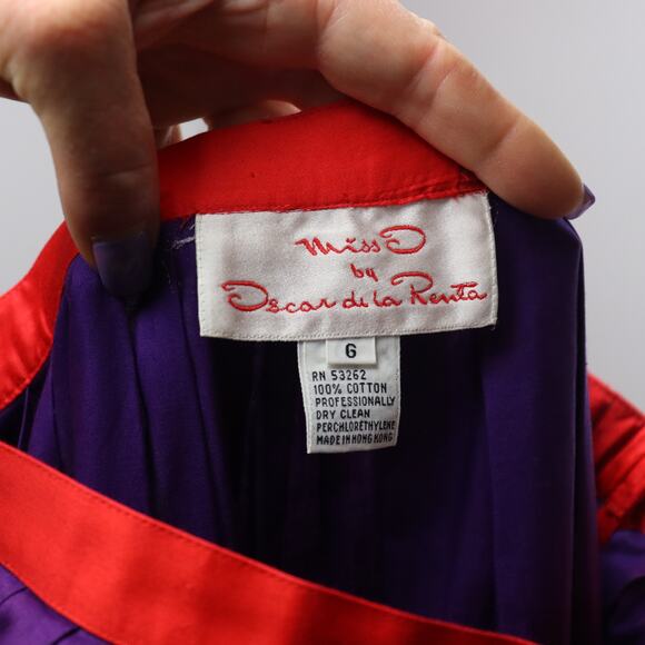 Miss O by Oscar de la Renta Cotton Skirt Purple Red VTG Size 6 (Runs Small) - Picture 8 of 9